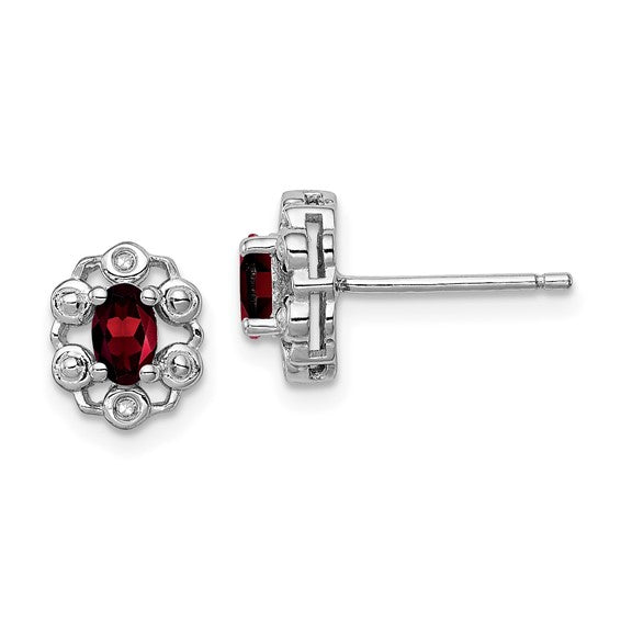 Sterling Silver Oval Gemstone & Diamond Earrings- Sparkle & Jade-SparkleAndJade.com QBE22JAN