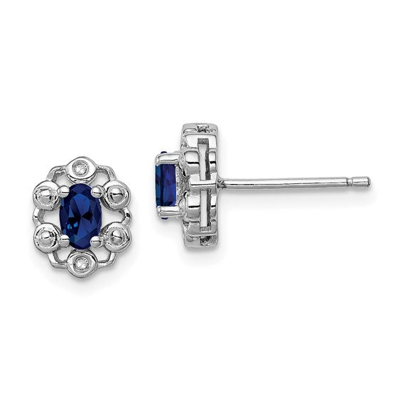 Sterling Silver Oval Gemstone & Diamond Earrings- Sparkle & Jade-SparkleAndJade.com QBE22SEP
