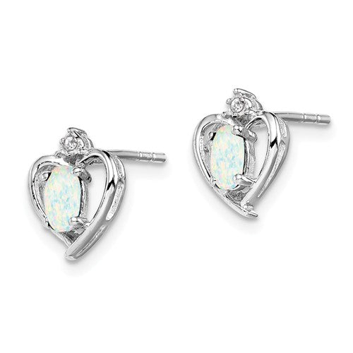 Sterling Silver Oval Gemstone & Diamond Heart Earrings- Sparkle & Jade-SparkleAndJade.com 