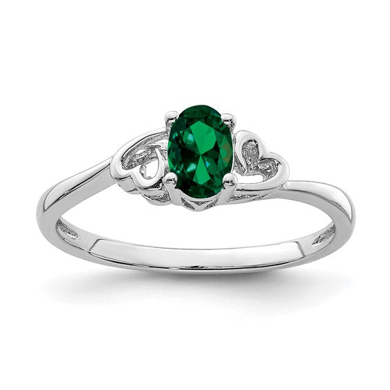 Sterling Silver Oval Gemstone Double Heart Birthstone Rings- Sparkle & Jade-SparkleAndJade.com QBR15MAY-5