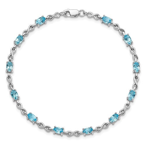 Sterling Silver Oval Gemstone Infinity Link Bracelets- Sparkle & Jade-SparkleAndJade.com 