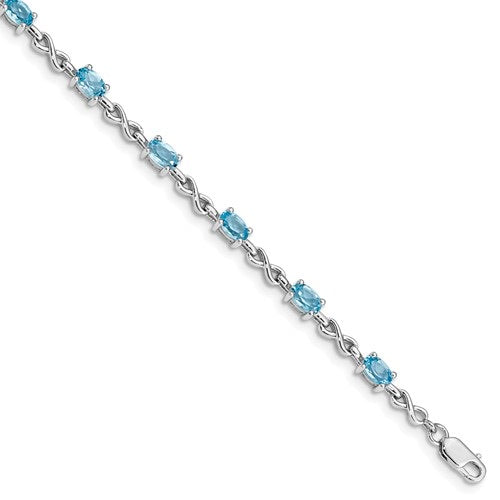 Sterling Silver Oval Gemstone Infinity Link Bracelets- Sparkle & Jade-SparkleAndJade.com 