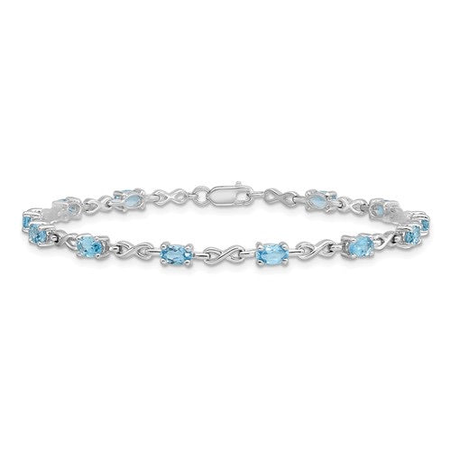 Sterling Silver Oval Gemstone Infinity Link Bracelets- Sparkle & Jade-SparkleAndJade.com QX840BT