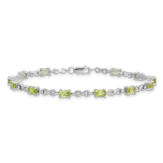 Sterling Silver Oval Gemstone Infinity Link Bracelets- Sparkle & Jade-SparkleAndJade.com QX840PE