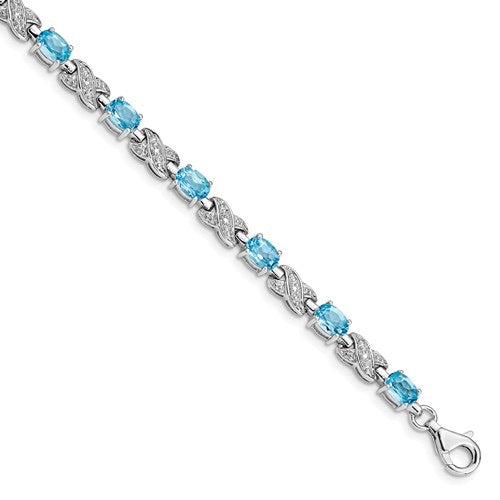 Sterling Silver Oval Gemstone Infinity Link Design Bracelets- Sparkle & Jade-SparkleAndJade.com 