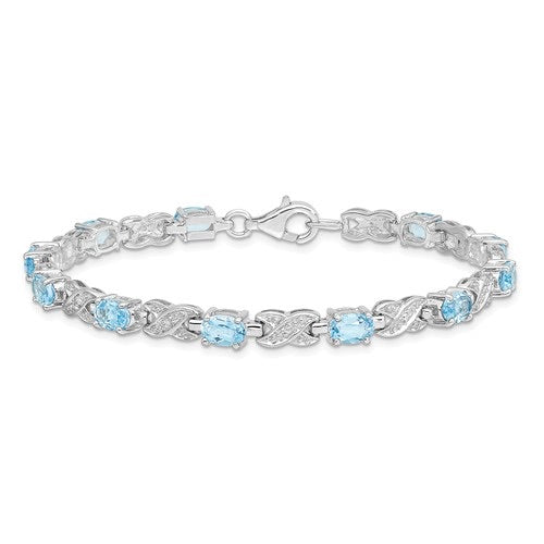 Sterling Silver Oval Gemstone Infinity Link Design Bracelets- Sparkle & Jade-SparkleAndJade.com QX851BT
