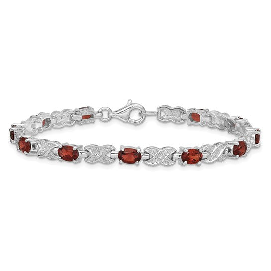 Sterling Silver Oval Gemstone Infinity Link Design Bracelets- Sparkle & Jade-SparkleAndJade.com QX851GA