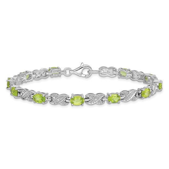 Sterling Silver Oval Gemstone Infinity Link Design Bracelets- Sparkle & Jade-SparkleAndJade.com QX851PE