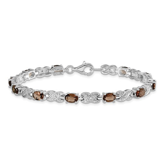 Sterling Silver Oval Gemstone Infinity Link Design Bracelets- Sparkle & Jade-SparkleAndJade.com QX851SQ