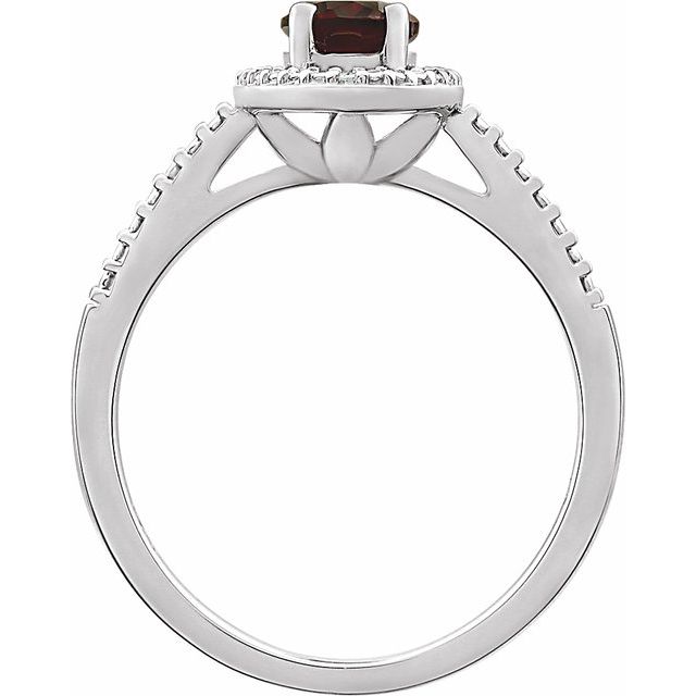 Sterling Silver Oval Gemstone & .01 CTW Diamond Halo-Style Rings- Sparkle & Jade-SparkleAndJade.com 