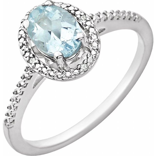 Sterling Silver Oval Gemstone & .01 CTW Diamond Halo-Style Rings- Sparkle & Jade-SparkleAndJade.com 652631:60003:P
