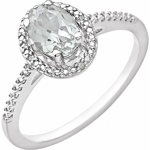 Sterling Silver Oval Gemstone & .01 CTW Diamond Halo-Style Rings- Sparkle & Jade-SparkleAndJade.com 652631:60004:P