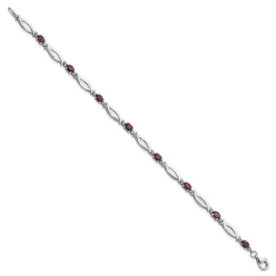 Sterling Silver Oval Gemstone and Diamond Link Design Bracelets- Sparkle & Jade-SparkleAndJade.com 