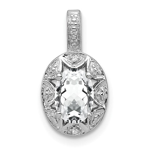 Sterling Silver Oval Gemstone and Diamond Pendants- Sparkle & Jade-SparkleAndJade.com QBPD10APR