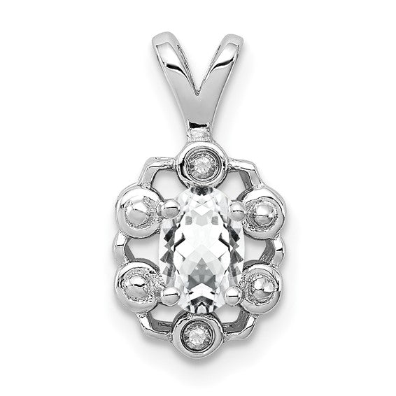 Sterling Silver Oval Gemstone and Diamond Pendants- Sparkle & Jade-SparkleAndJade.com QBPD22APR