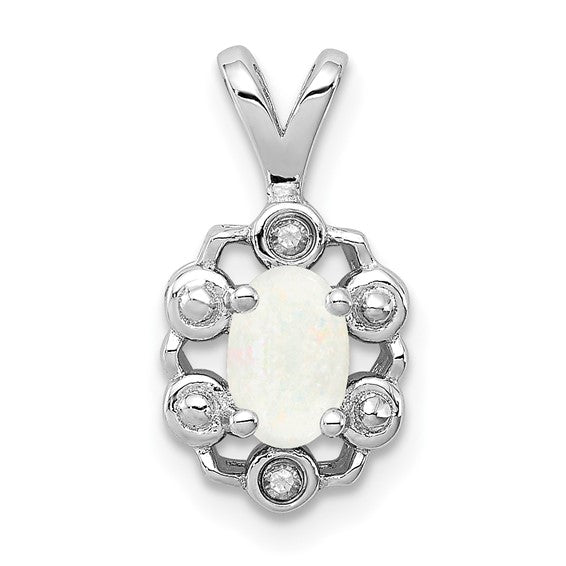 Sterling Silver Oval Gemstone and Diamond Pendants- Sparkle & Jade-SparkleAndJade.com QBPD22OCT