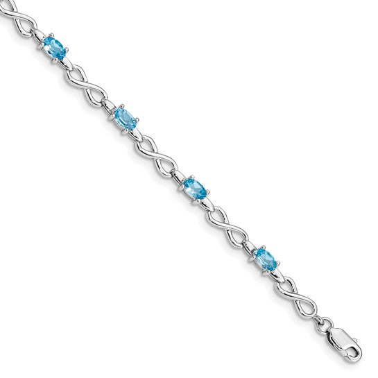 Sterling Silver Oval Gemstone with Infinity Links Bracelets- Sparkle & Jade-SparkleAndJade.com QX837BT