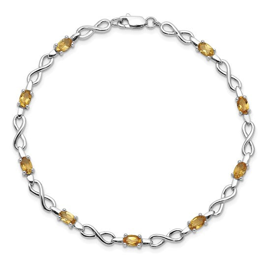 Sterling Silver Oval Gemstone with Infinity Links Bracelets- Sparkle & Jade-SparkleAndJade.com QX837CI