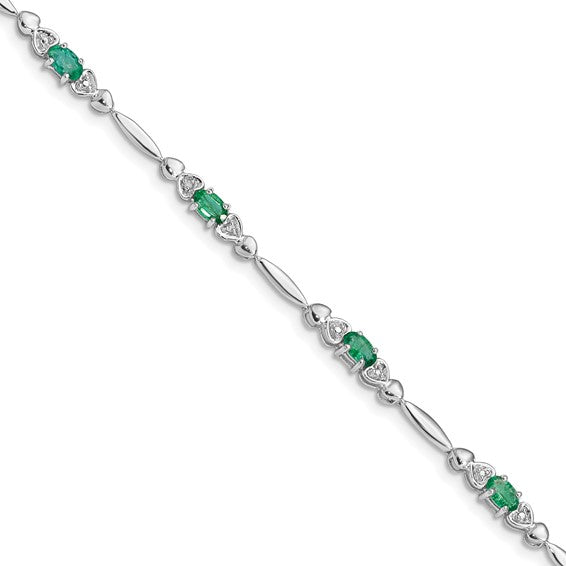 Sterling Silver Oval Genuine Gemstone And Diamond Bracelets- Sparkle & Jade-SparkleAndJade.com QX852E