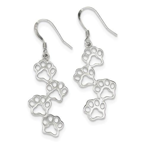 Sterling Silver Paw Prints Dangle Earrings- Sparkle & Jade-SparkleAndJade.com QE4889