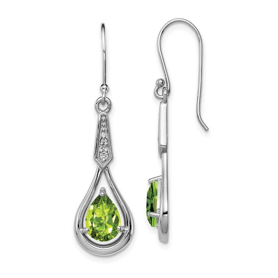 Sterling Silver Pear Gemstone and CZ Shepherd Hook Earrings- Sparkle & Jade-SparkleAndJade.com 