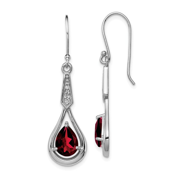 Sterling Silver Pear Gemstone and CZ Shepherd Hook Earrings- Sparkle & Jade-SparkleAndJade.com QE12622GA