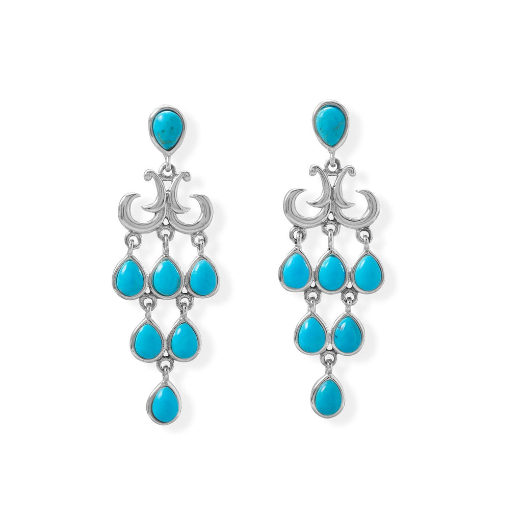 Sterling Silver Pear Shaped Turquoise Chandelier Earrings- Sparkle & Jade-SparkleAndJade.com 66485