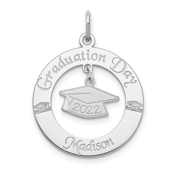 Sterling Silver Personalizable Any Year and Name Graduation Charm- Sparkle & Jade-SparkleAndJade.com QC7203