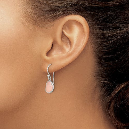 Sterling Silver Pink Chalcedony Dangle Earrings- Sparkle & Jade-SparkleAndJade.com QE14274