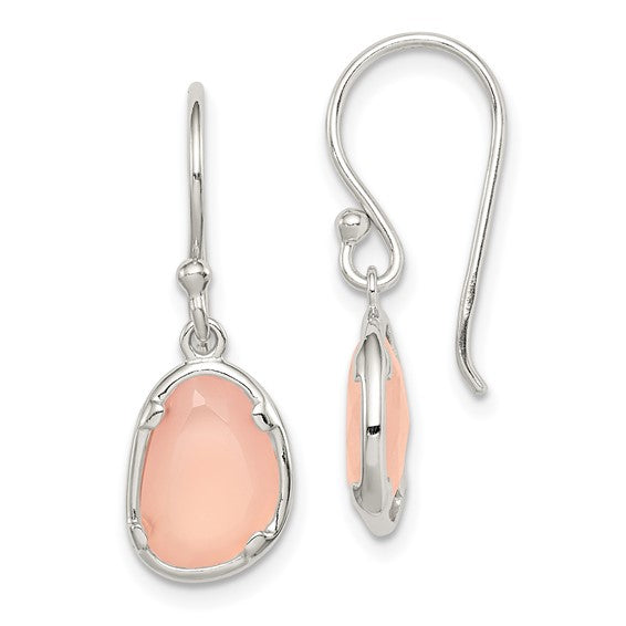 Sterling Silver Pink Chalcedony Dangle Earrings- Sparkle & Jade-SparkleAndJade.com QE14274