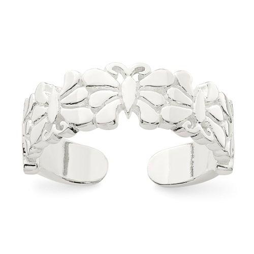 Sterling Silver Polished Butterflies Toe Ring- Sparkle & Jade-SparkleAndJade.com QR766