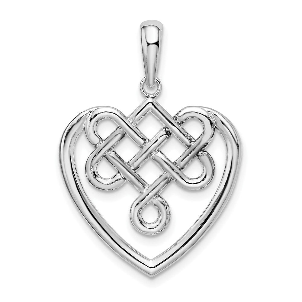 Sterling Silver Polished Celtic Knot Heart Pendant- Sparkle & Jade-SparkleAndJade.com QC10114