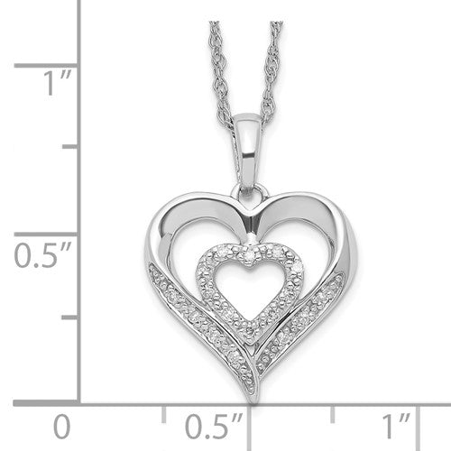Sterling Silver Polished Diamond Hearts Necklace- Sparkle & Jade-SparkleAndJade.com PXD2832-SSS45-18