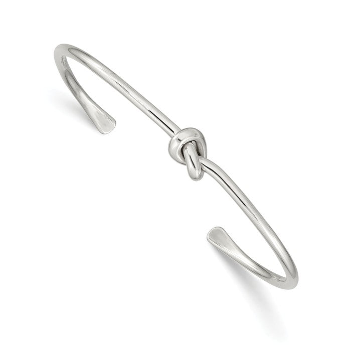 Sterling Silver Polished Knot Bangle Cuff Bracelet- Sparkle & Jade-SparkleAndJade.com QB1003