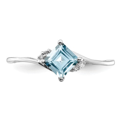 Sterling Silver Princess Square Genuine Gemstone & Diamond Rings- Sparkle & Jade-SparkleAndJade.com 