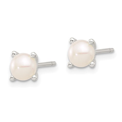 Sterling Silver Prong Set Cultured Freshwater Pearl Earrings- Sparkle & Jade-SparkleAndJade.com 