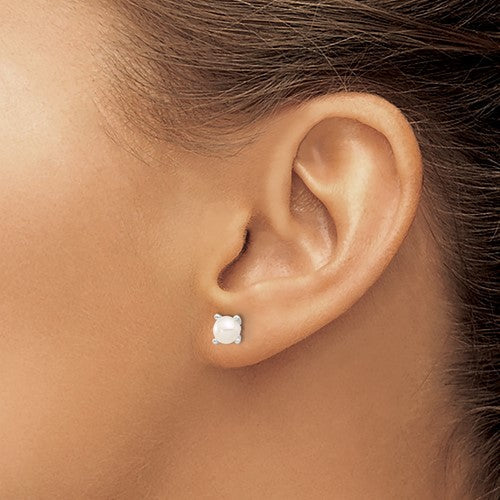 Sterling Silver Prong Set Cultured Freshwater Pearl Earrings- Sparkle & Jade-SparkleAndJade.com 