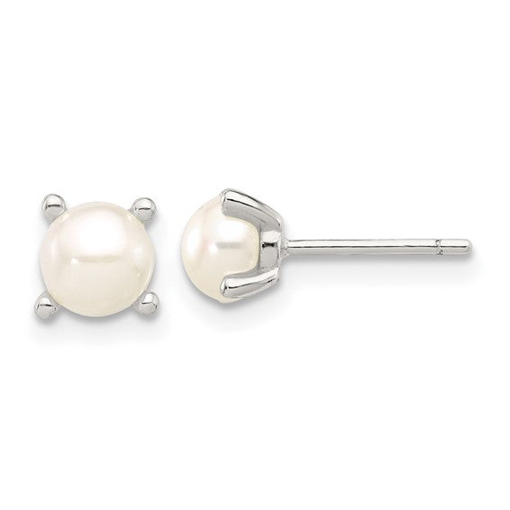 Sterling Silver Prong Set Cultured Freshwater Pearl Earrings- Sparkle & Jade-SparkleAndJade.com QE17209