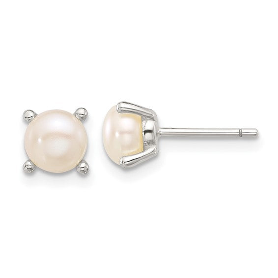 Sterling Silver Prong Set Cultured Freshwater Pearl Earrings- Sparkle & Jade-SparkleAndJade.com QE17210