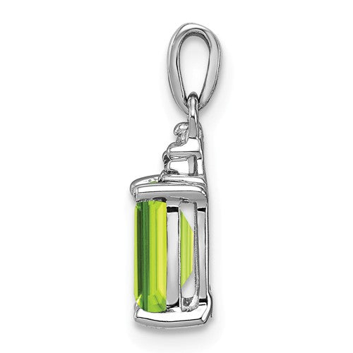 Sterling Silver Rectangular Emerald Cut Gemstone And Diamond Pendants- Sparkle & Jade-SparkleAndJade.com 