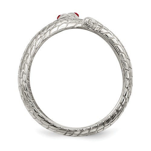Sterling Silver Red Crystal Eyed Snake Wrap Ring- Sparkle & Jade-SparkleAndJade.com 