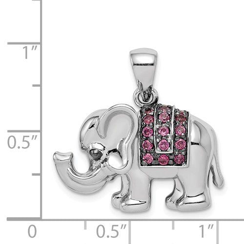 Sterling Silver Rhodolite Garnet Elephant Pendant- Sparkle & Jade-SparkleAndJade.com QP4548RG