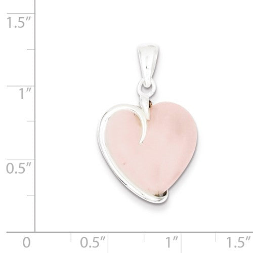 Sterling Silver Rose Quartz Heart Pendant- Sparkle & Jade-SparkleAndJade.com QP260