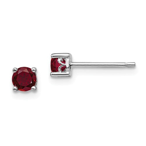 Sterling Silver Round Created Ruby Post Earrings- Sparkle & Jade-SparkleAndJade.com 