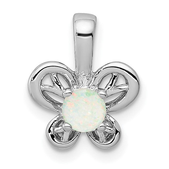 Sterling Silver Round Gemstone Butterfly 11mm Pendants- Sparkle & Jade-SparkleAndJade.com QBPD24OCT