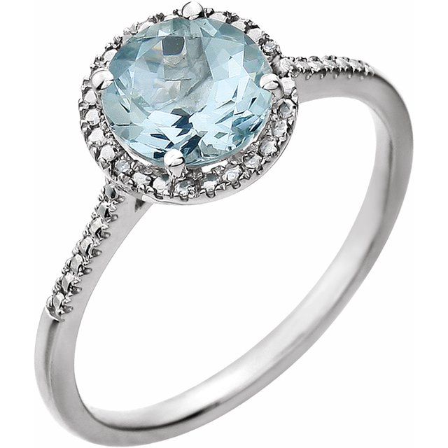 Sterling Silver Round Gemstone & .01 CTW Diamond Halo-Style Rings- Sparkle & Jade-SparkleAndJade.com 652049:60003:P