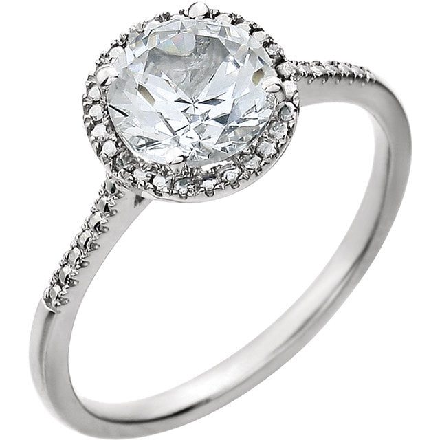 Sterling Silver Round Gemstone & .01 CTW Diamond Halo-Style Rings- Sparkle & Jade-SparkleAndJade.com 652049:60004:P