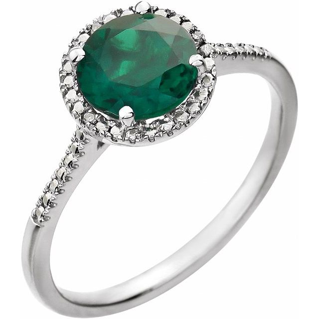 Sterling Silver Round Gemstone & .01 CTW Diamond Halo-Style Rings- Sparkle & Jade-SparkleAndJade.com 652049:60005:P