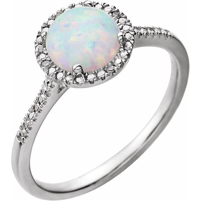 Sterling Silver Round Gemstone & .01 CTW Diamond Halo-Style Rings- Sparkle & Jade-SparkleAndJade.com 652049:60010:P