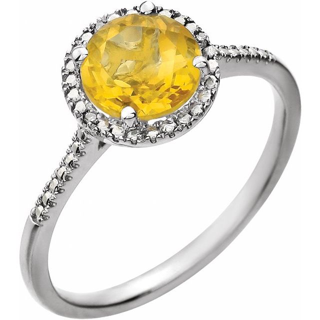 Sterling Silver Round Gemstone & .01 CTW Diamond Halo-Style Rings- Sparkle & Jade-SparkleAndJade.com 652049:60011:P